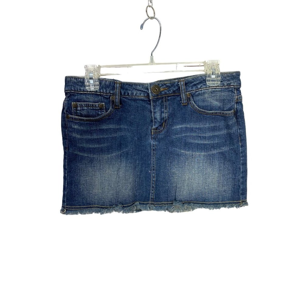 YMI Juniors Size 7 Distressed Raw‎ Hem Mini Denim Blue Jean Skirt